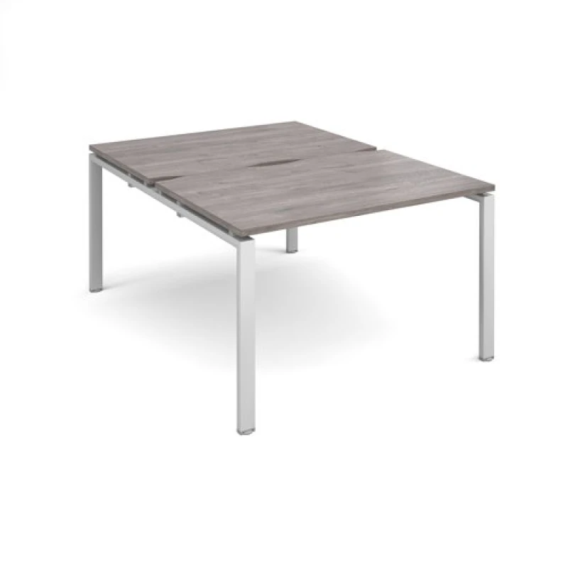 Image of Adapt Adapt sliding top back to back desks 1200mm x 1600mm - silver frame, grey oak top STE1216-S-GO
