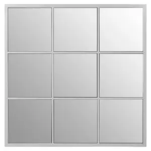 Image of Premier Housewares Descartes Square Grid Wall Mirror - Silver Finish Frame