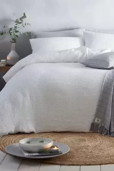 Image of 'Westport Waffle' Geometric Textured Weave Duvet Cover Set