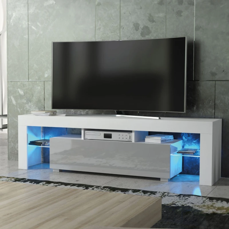 Image of Creative Furniture Aria TV Unit 160cm - A Sleek and Functional Cabinet with Gloss Doors and LED Lights Grey