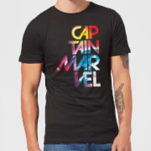 Image of Captain Marvel Galactic Text Mens T-Shirt - Black - XL
