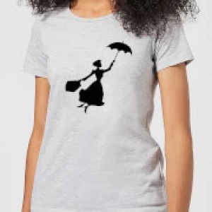 Image of Mary Poppins Flying Silhouette Womens Christmas T-Shirt - Grey - 5XL