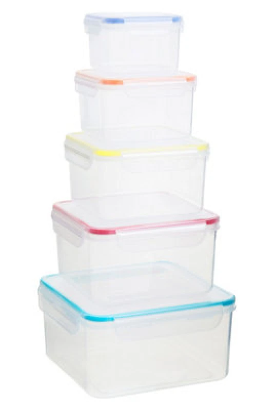 Image of Premier Housewares Airtight Lids 5Pc Square Food Containers, Veratile Large Storage Containers, Durable Plastic Containers Clear