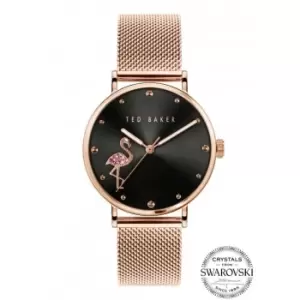 Image of Ted Baker Ladies Phylipa Flamingo Stainless Steel Rose Gold Tone Watch BKPPHF019