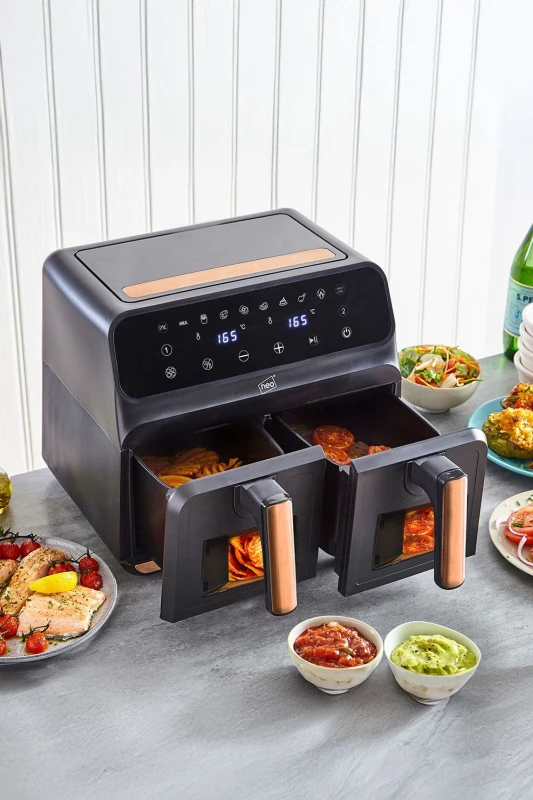 Image of Neo Black & Copper 8.5L Electric Digital Dual Zone Air Fryer with Window Copper Unisex