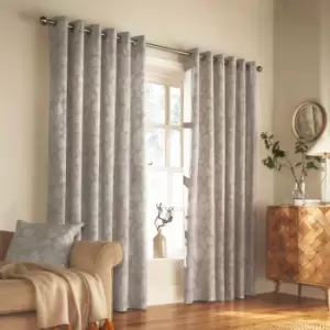 Image of Furn. Irwin Woodland Ringtop Eyelet Curtains (Pair) Polycotton Stone (229X183Cm)