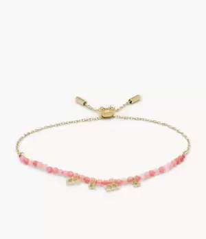 Image of Fossil Women Georgia Mama Coral Jade Stainless Steel Beaded Bracelet