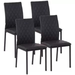 Image of HOMCOM Dining Chairs Faux Leather Accent Chairs For Kitchen, Set Of 4, Black