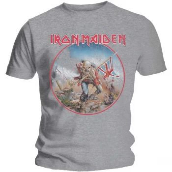 Image of Iron Maiden - Trooper Vintage Circle Unisex Large T-Shirt - Grey