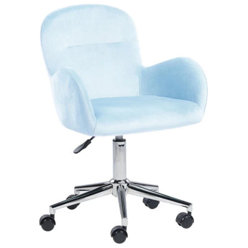 Image of Beliani Desk Chair Priddy Velvet Light Blue
