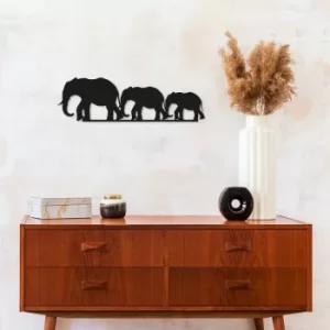 Image of Elephants Black Decorative Metal Wall Accessory