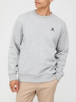 Image of Converse Embroidered Star Chevron Crew Neck Sweatshirt - Vintage Grey Heather