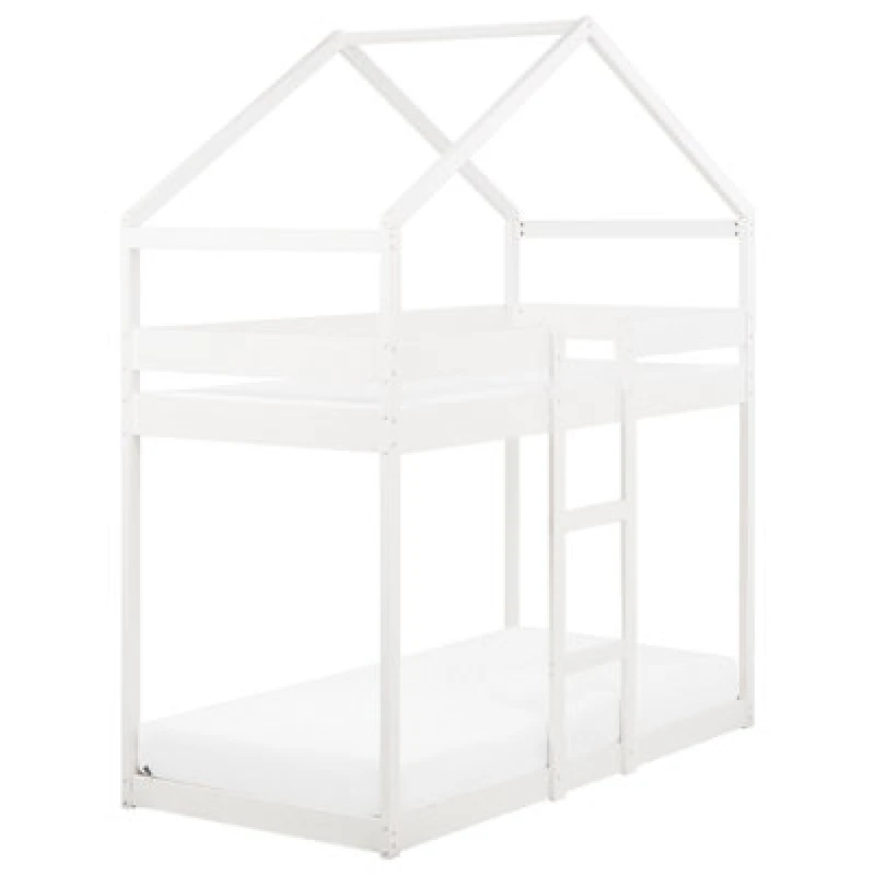 Image of Beliani Bunk Bed House Pine Wood Labatut 90 X 200 Cm (Eu Single) White