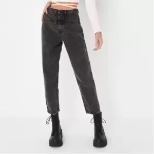 Image of Missguided Petite Washed Seam Detail Riot Jeans - Black