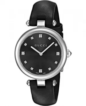 Image of Gucci Diamantissima Black Dial Leather Strap Womens Watch YA141403 YA141403