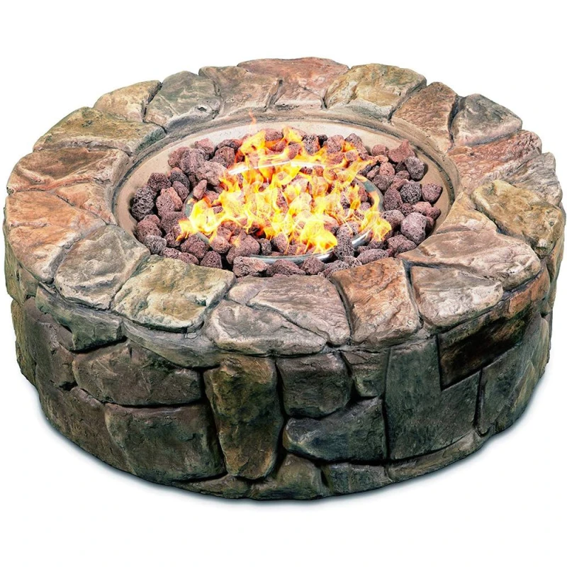 Image of Centurion Supports KALUYA Garden & Patio Gas Fire Pit with Stone Finish Fully Assembled in Bronze Bronze Unisex