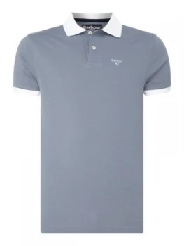 Image of Mens Barbour Contrast lynton short sleeve polo Light Blue