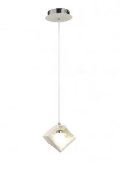 Image of Ceramic Square Sculpture Ceiling Pendant 1 x 3W LED Chrome, White
