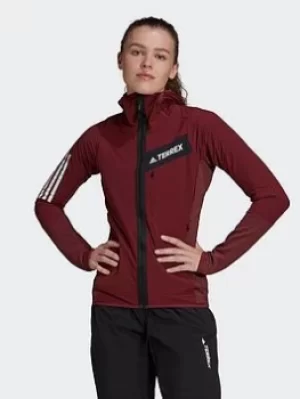 Image of adidas Techrock Flooce Wind Hooded Jacket, Red, Size S, Women