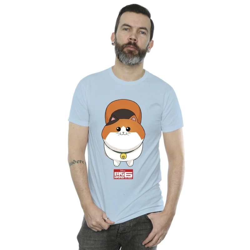 Image of Disney Men Big Hero 6 Baymax Kitten Face T-Shirt in Baby Blue Size: Small Baby Blue S Male 5059934825086