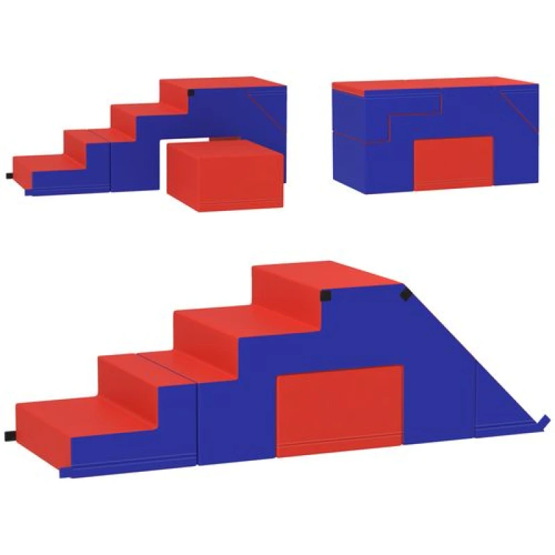 Image of Homcom 2 Piece Soft Play Set, Baby Foam Climber Block For Toddler, Dark Blue 3D0-010V00DB