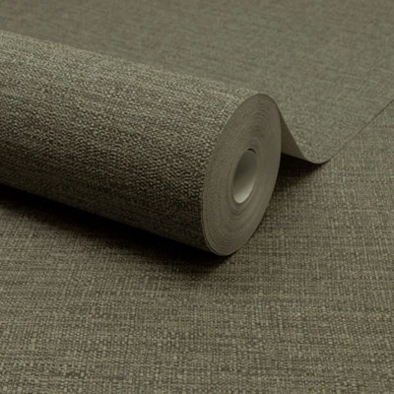 Image of Grandeco Telma Slubbed Fabric Hessian Textured Luxury Wallpaper Dark Green