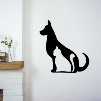 Image of Cat And Dog - Black Decorative Metal Wall Accessory