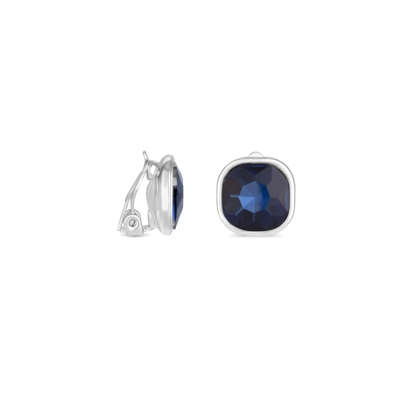 Image of Jon Richard Silver Plated And Blue Stone Clip Earrings Silver female