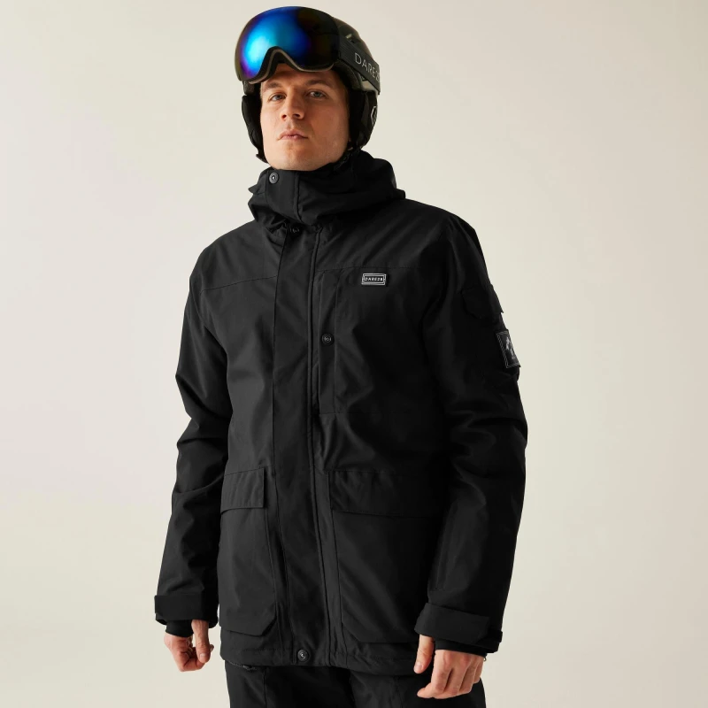 Image of Dare 2b Dare 2b Men Twin Tip Waterproof Breathable Insulated Skiing Jacket in Jet Black Size: Small Jet Black S Male 5063516184225
