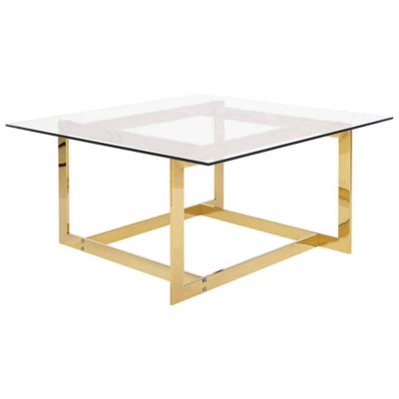 Image of Beliani Coffee Table Crystal Tempered Glass Gold