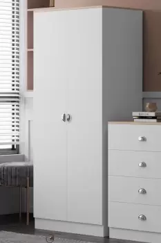 Image of Bedroom Furniture Set 3 Piece Matt White & Oak