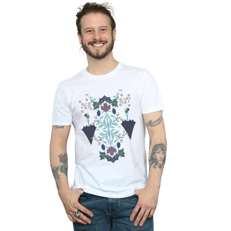 Image of Disney Men Mary Poppins Floral Collage T-Shirt in White Size: Small White S Male 5057864439458