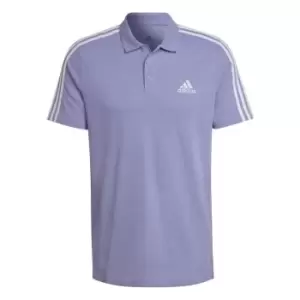 Image of adidas Mens Cotton 3-Stripes Polo Shirt - Purple