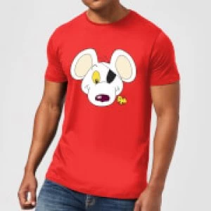 Image of Danger Mouse Face & Logo Mens T-Shirt - Red - M