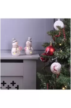 Image of Ceramic Light Up Snowmen - Pair