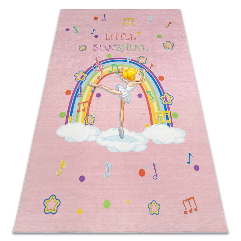 Image of RugsX Bambino 41870 Washing Carpet Ballerina, Rainbow For Children Anti Slip - Pink 160X220 Cm