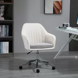 Image of Vinsetto Leisure Office Chair Linen Swivel Desk Chair Home Study With Wheel Beige