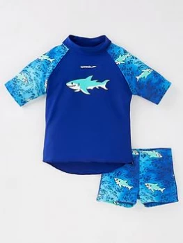 Image of Speedo Infant Boys Sun Protection Top & Shorts Set - Blue Size 3 Years