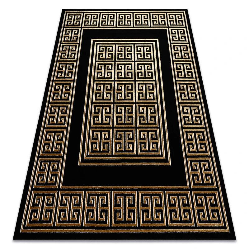Image of RugsX Carpet Allure 1968 Greek Key, Frame - Structural, Stylish, Glamour Black / Gold 160X220 Cm
