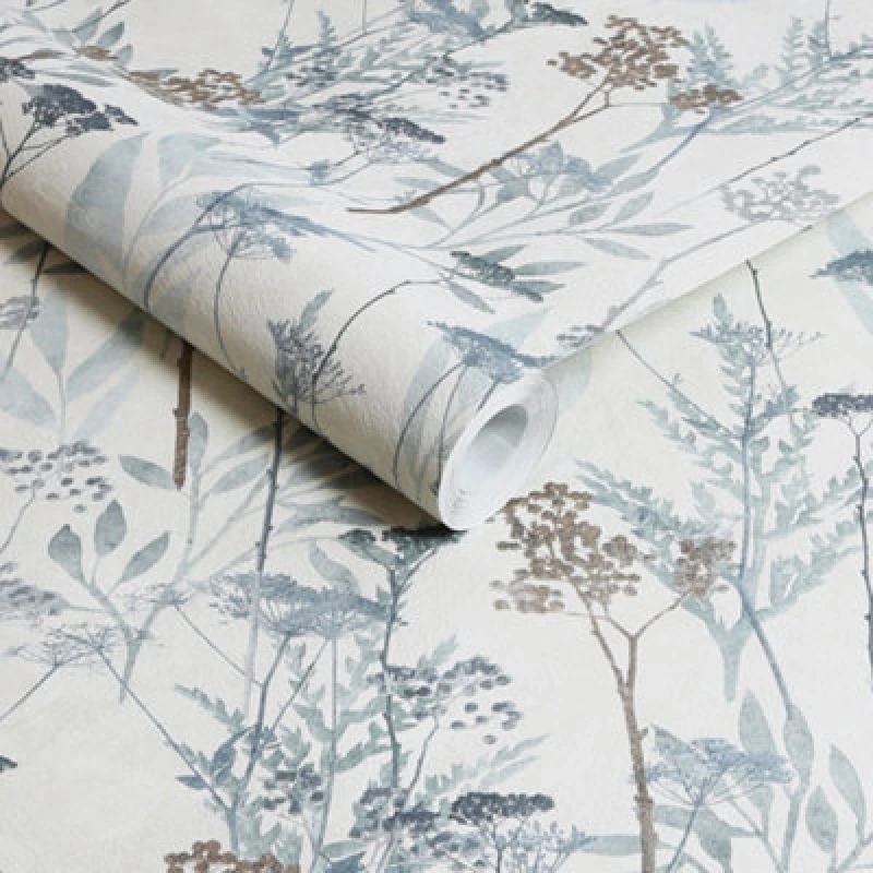 Image of Superfresco Solstice Floral Wallpaper, Pale Blue
