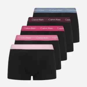 Image of Calvin Klein Mens 5 Pack Low Rise Trunk Boxer Shorts - Black/Multi - XL