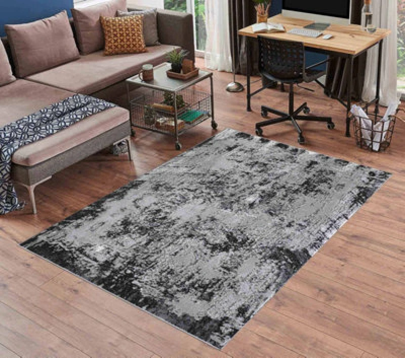 Image of Serenity Modern Abstract Acrylic Contemporary Area Rugs Black 120X170 Cm
