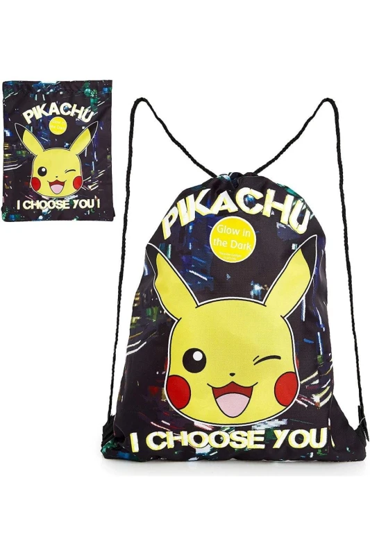 Image of Pokemon Pickachu I Choose You Drawstring Bag Black