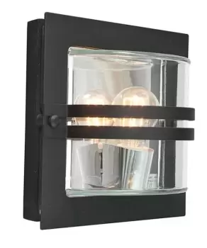 Image of Bern 1 Light Outdoor Flush Wall Light Black IP65, E27