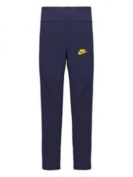 Image of Nike Girls NSW Favorites Gx Hw Legging - Black Gold, Navy, Size S, Women