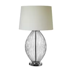 Image of Chrome Curved Wire Frame with Linen Shade Table Lamp