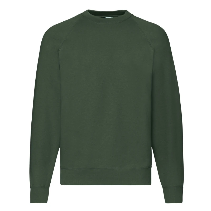 Image of Fruit Of The Loom Fruit of the Loom Men Classic 80 20 Raglan Sweatshirt in Bottle Green Size: Small Bottle Green S Male 5063470708611