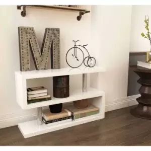 Image of Furniture Box Siena White High Gloss Console Side Table Book Shelf Stand Storage Living Room
