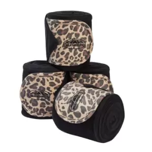 Image of Weatherbeeta Leopard Fleece Bandages 4 Pack - Brown