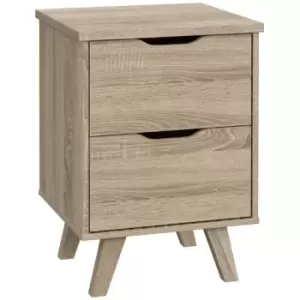 Image of Light Oak Effect 2 Drawer Bedside Chest. Scandinavian design on wooden legs. - Light Oak - Fwstyle